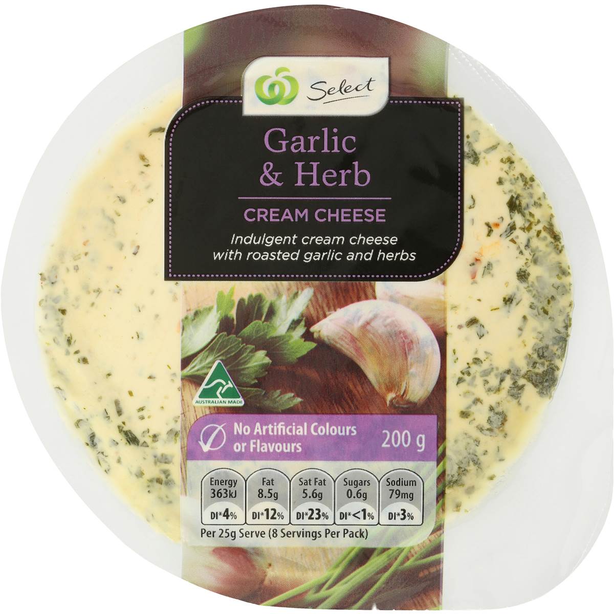 Woolworths Select Herb & Garlic Cream Cheese 200g Woolworths