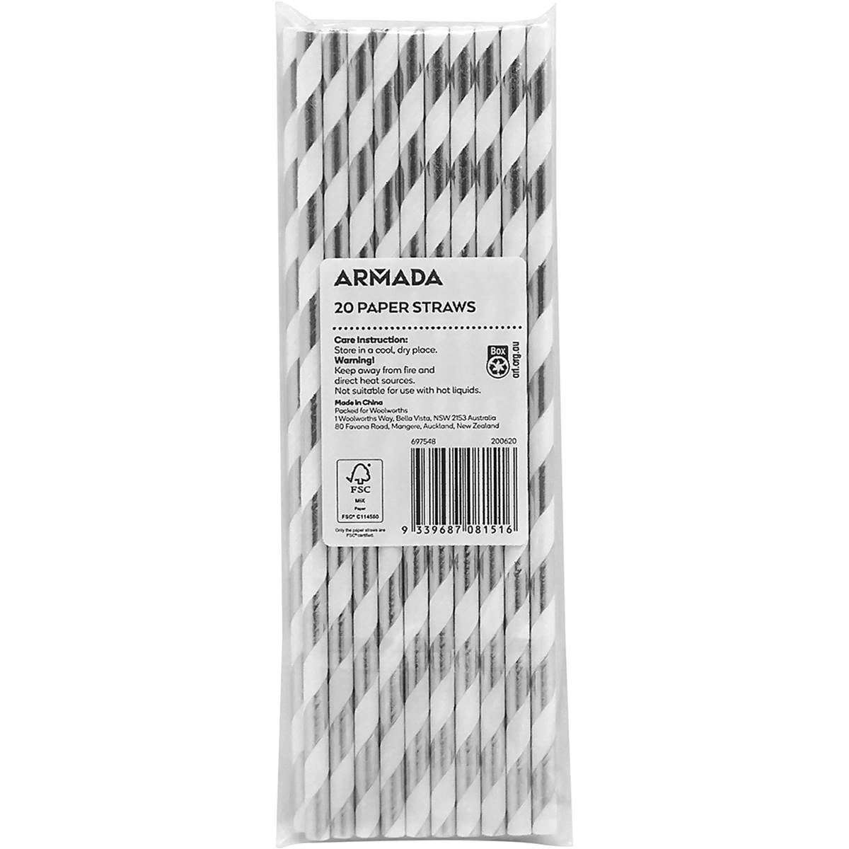 Woolworths Paper Straws Premium Assorted 20 Pack Woolworths