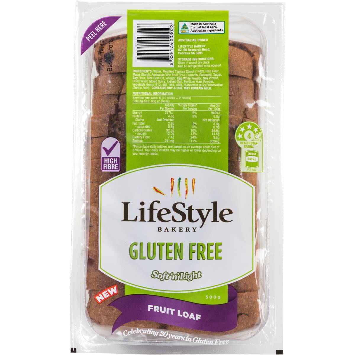 Lifestyle Bakery Gluten Free Soft&light Fruit Loaf
