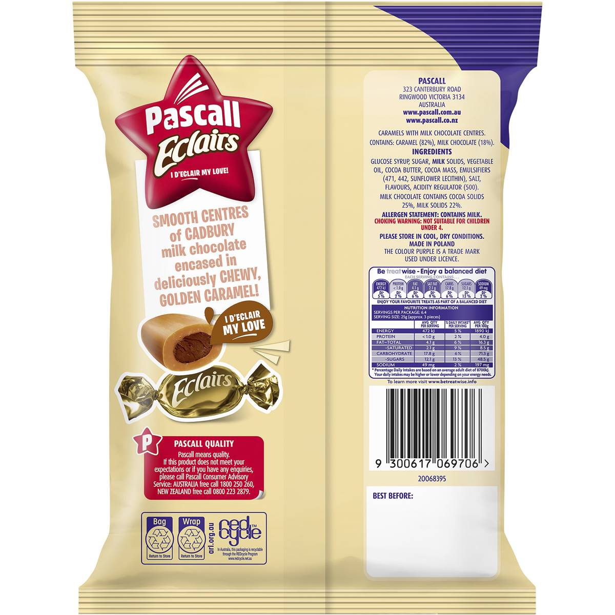 Cadbury Pascall Eclairs Chocolate Lollies 160g Woolworths