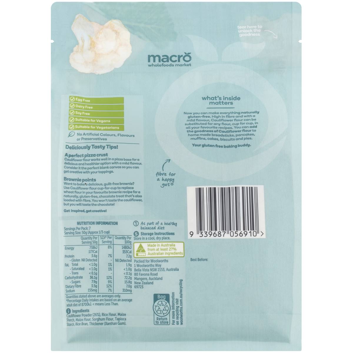 Macro Cauliflower Flour 350g Woolworths