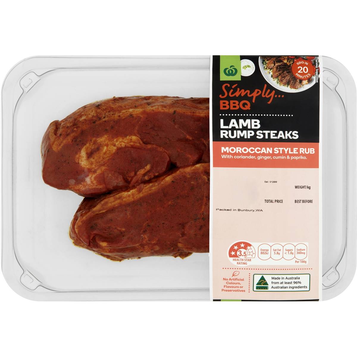 Woolworths Simply Bbq Lamb Rump Steaks With Moroccan Style Rub 200g
