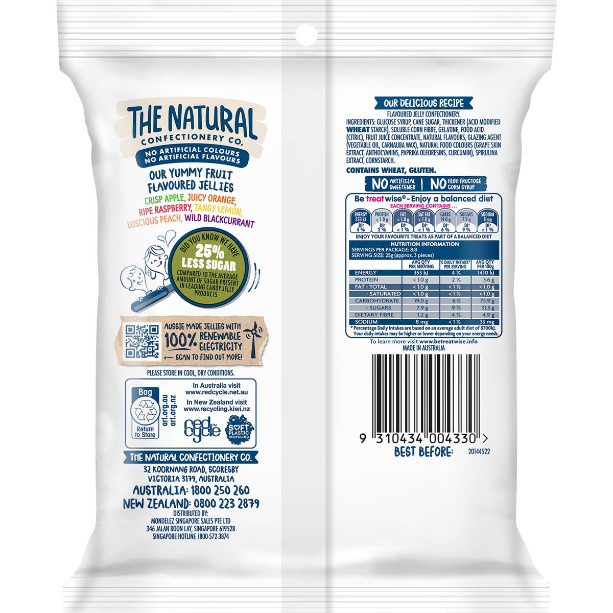 The Natural Confectionery Co. Fruit Basket Reduced Sugar Lollies 220g