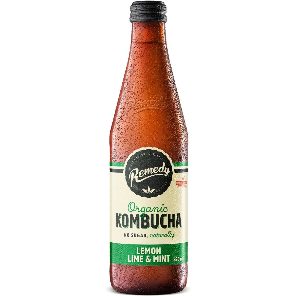 Remedy Kombucha Lemlime & Mint 330ml Woolworths