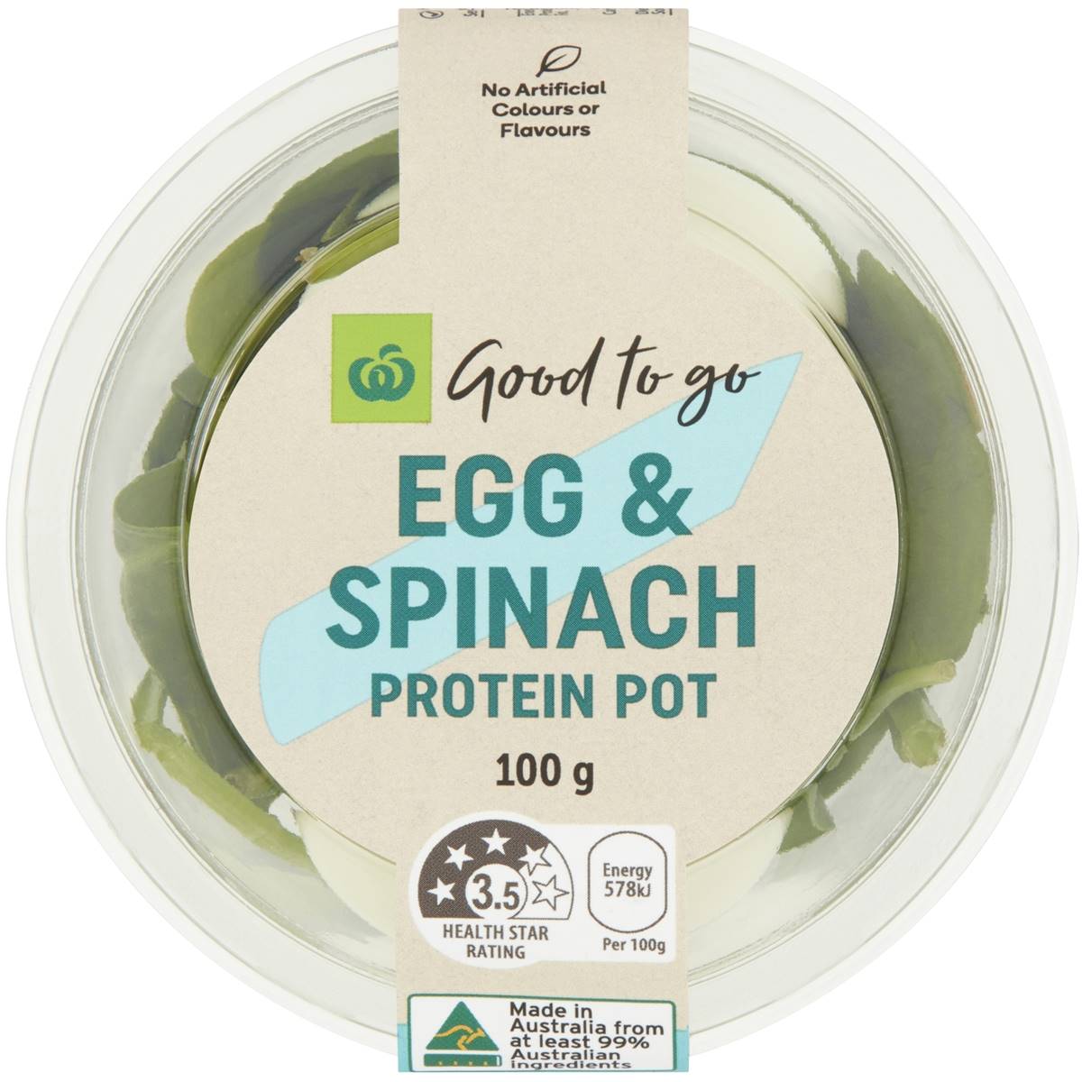 Woolworths Good To Go Egg & Spinach Pot 100g Woolworths