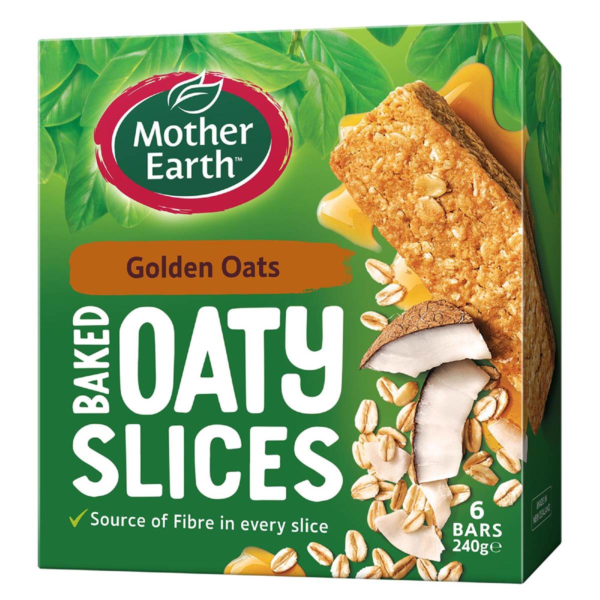 Mother Earth Golden Baked Oaty Slice Golden Oats 6 Pack 240g Woolworths