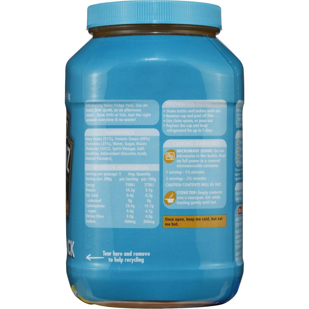 Heinz Baked Beans Tomato Sauce Fridge Pack 1kg Woolworths