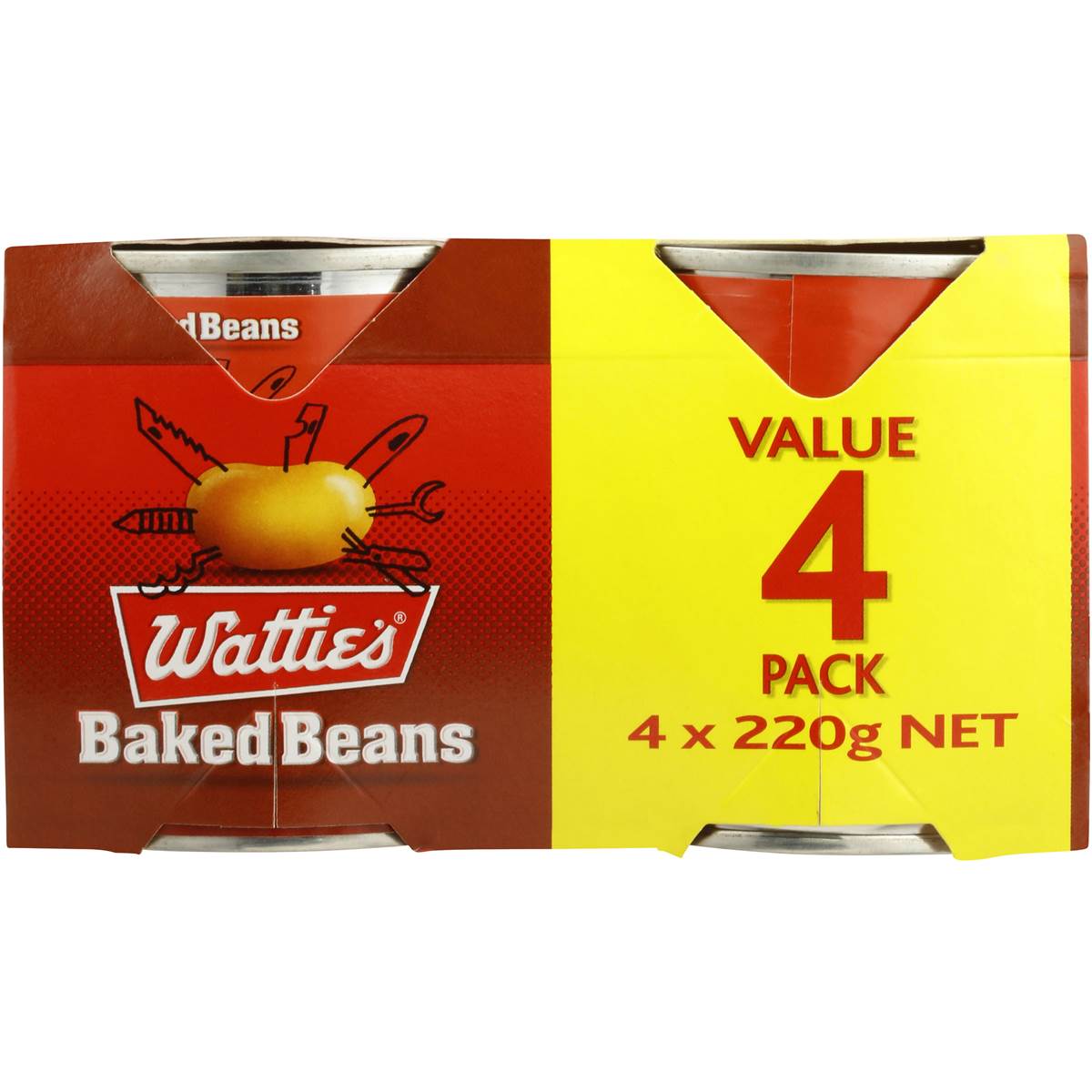 Watties Baked Beans Regular 4x220g Woolworths