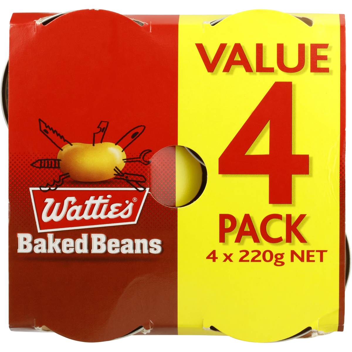 Watties Baked Beans Regular 4x220g Woolworths