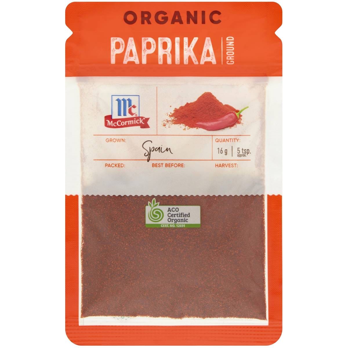 Mccormick Organic Paprika Ground 16g Woolworths