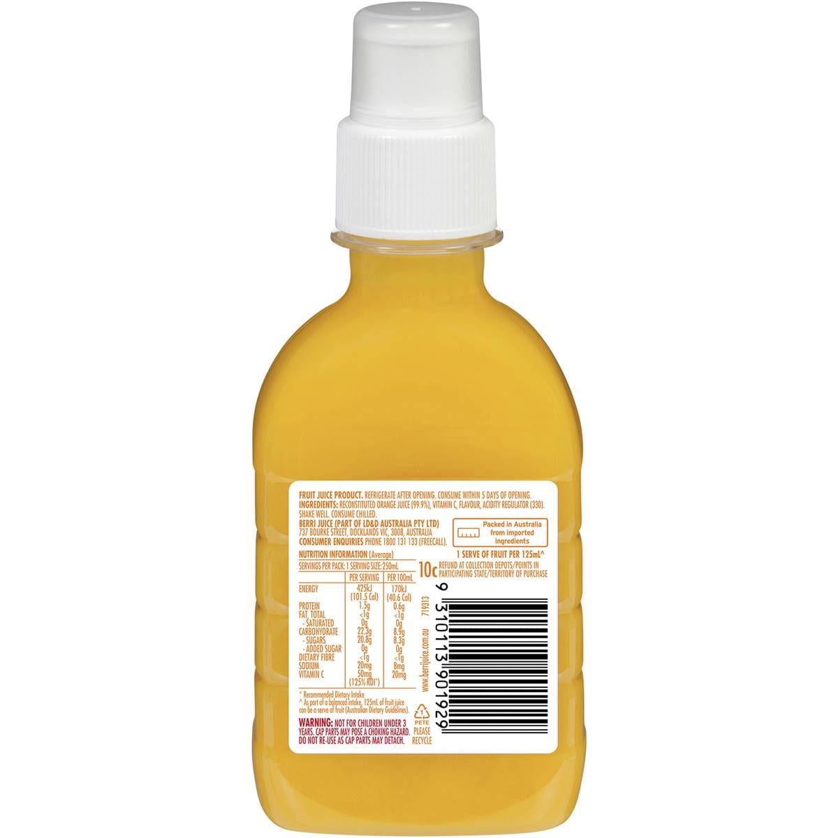 Berri Pop Tops Orange Juice 250ml Woolworths