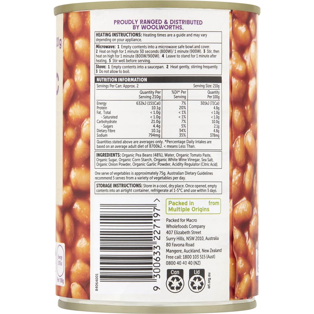 Macro Organic Baked Beans 420g Woolworths