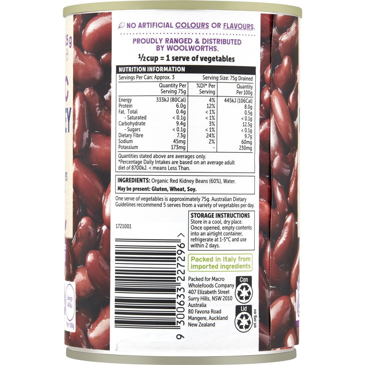 Macro Organic Red Kidney Beans 425g Woolworths