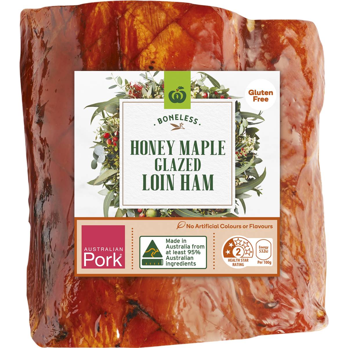 Woolworths Honey Maple Glazed Boneless Ham 800g 1.4kg Woolworths