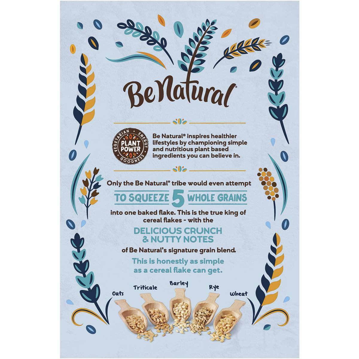 Be Natural Breakfast Cereal With 5 Whole Grain Flakes 325g Woolworths