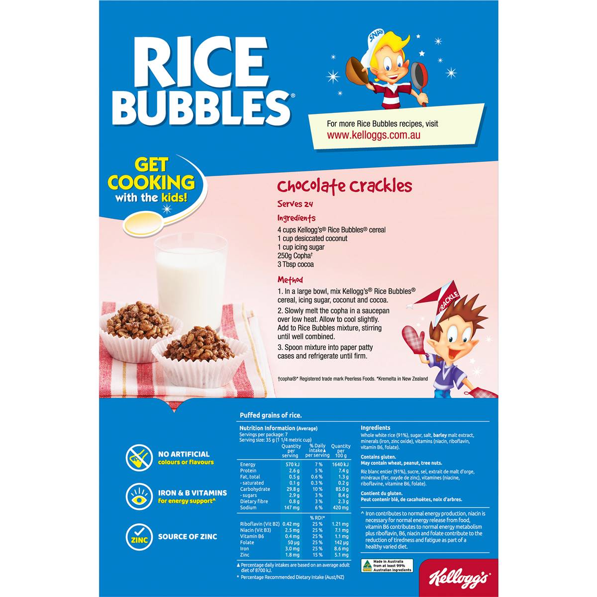 Kelloggs Rice Bubbles Puffed Rice Breakfast Cereal 250g Woolworths 0524