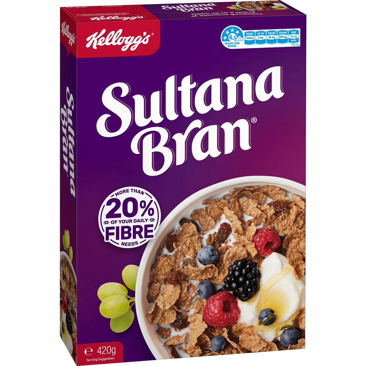 Kellogg s Sultana Bran High Fibre Breakfast Cereal 420g Woolworths