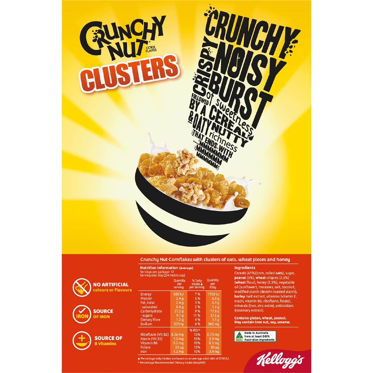Kellogg's Crunchy Nut Clusters Breakfast Cereal 450g Woolworths