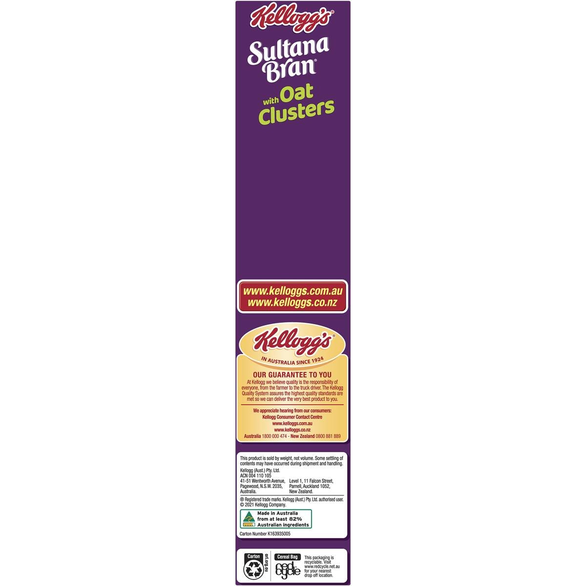 Kellogg's Sultana Bran Fibre Cereal With Oat Clusters 500g Woolworths