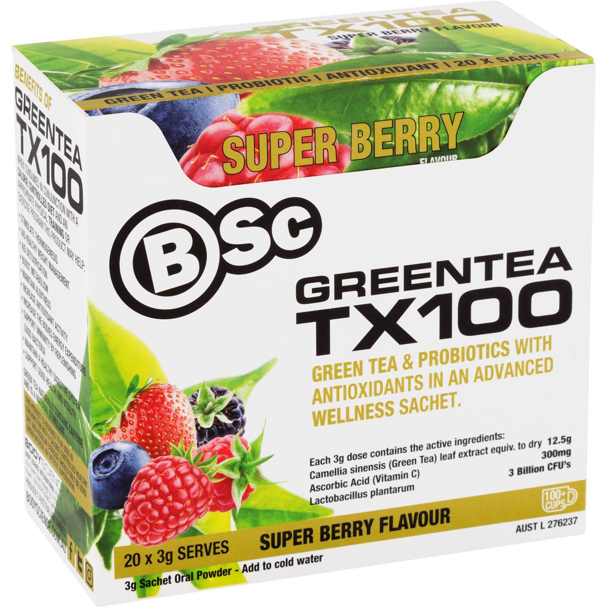 Body Science Green Tea Tx100 Super Berry 20 Pack Woolworths