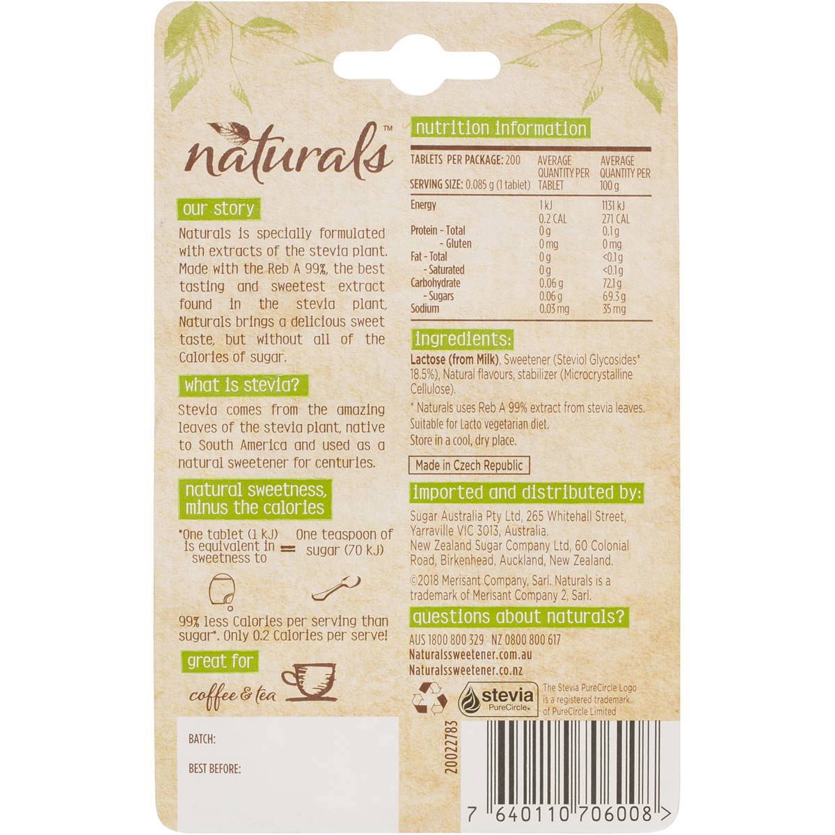 Equal Stevia Sweetener Tablets 200 Pack Woolworths