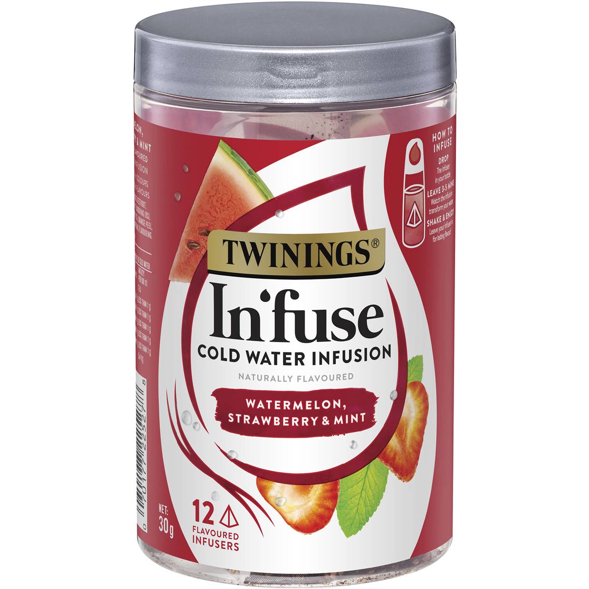 Twinings In'fuse Watermelon, Strawberry & Mint Cold Water Infusions 12 Pack Woolworths