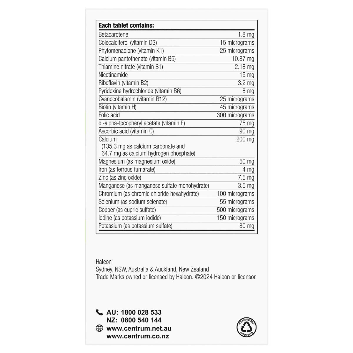 Centrum Advance 50+ Daily Multivitamin Supplements 120 Pack Woolworths