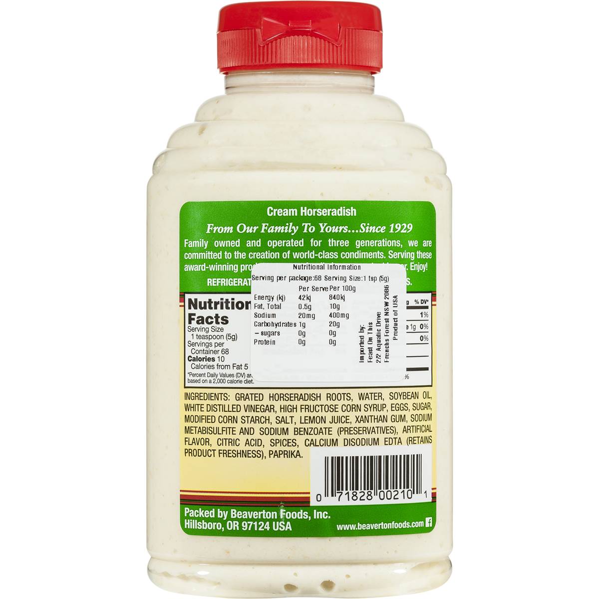 Beaver Brand Cream Style Horseradish 340g Woolworths