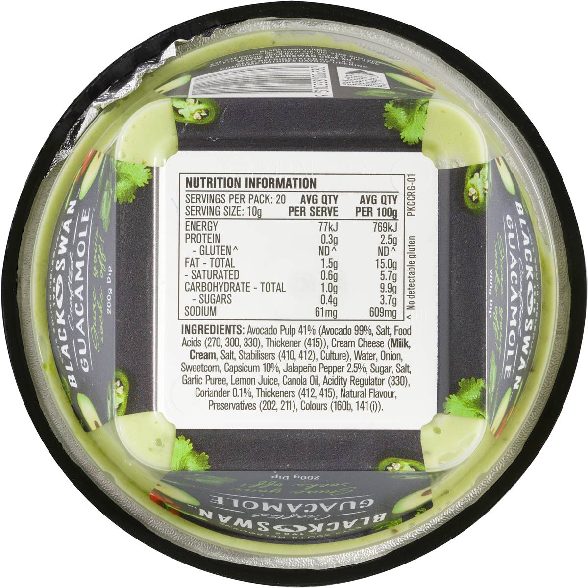Black Swan Dip Crafted Guacamole Smooth & Zesty 200g Woolworths