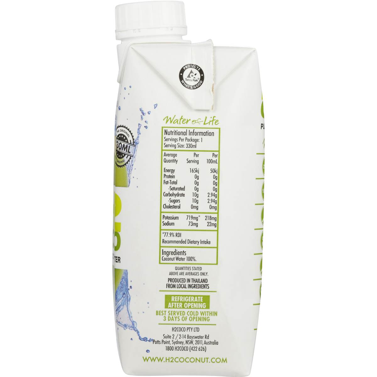 H2coco Coconut Water 330ml Woolworths