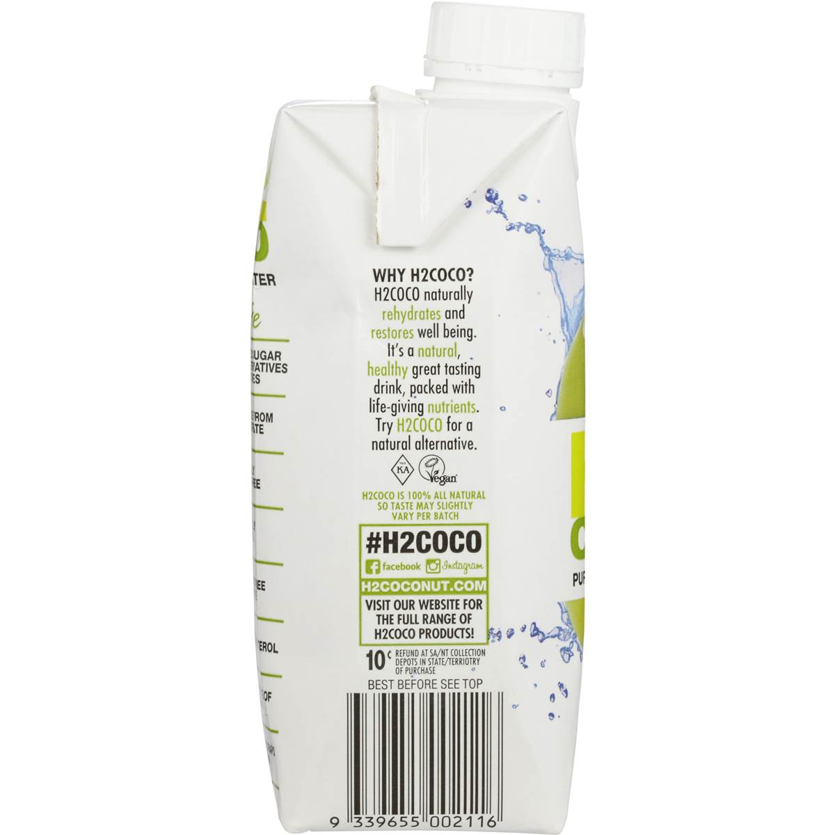 H2coco Coconut Water 330ml Woolworths
