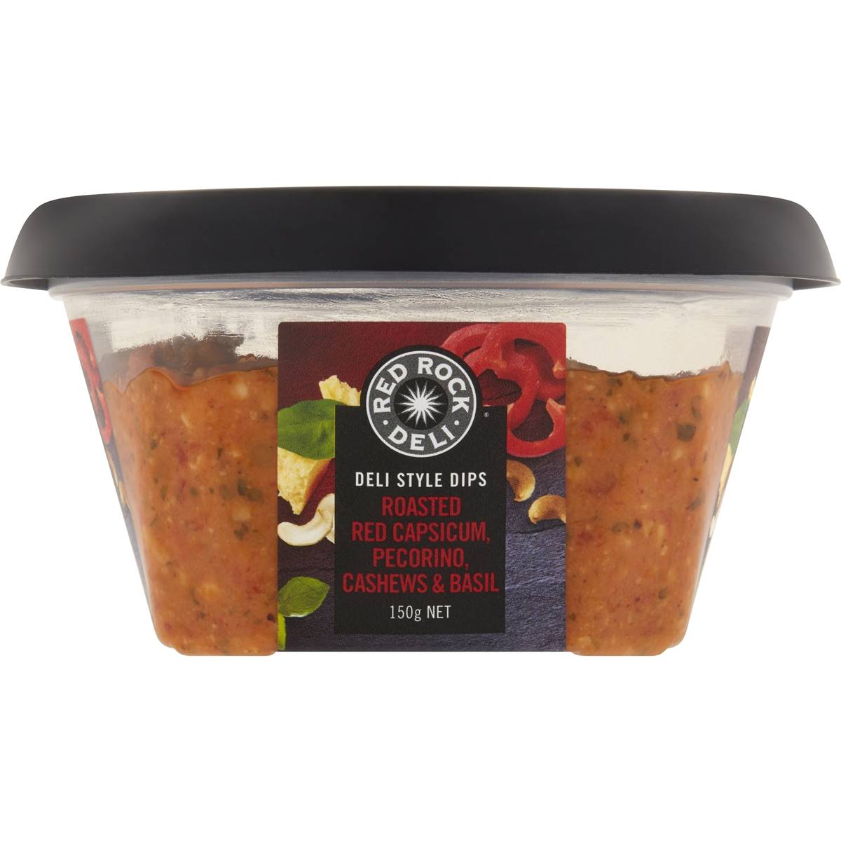 Red Rock Deli Dip Roasted Red Capsicum, Pecorino, Cashews & Basil 150g ...