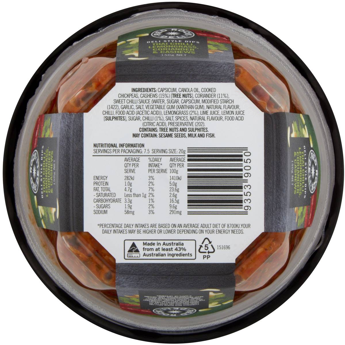 Red Rock Deli Dip Chilli & Lemongrass 150g Woolworths