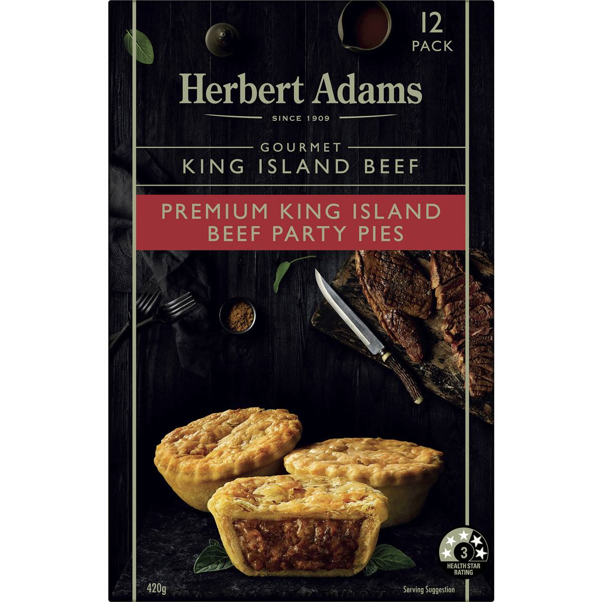 Herbert Adams Pies Gourmet King Beef Frozen 12 Pack | Woolworths