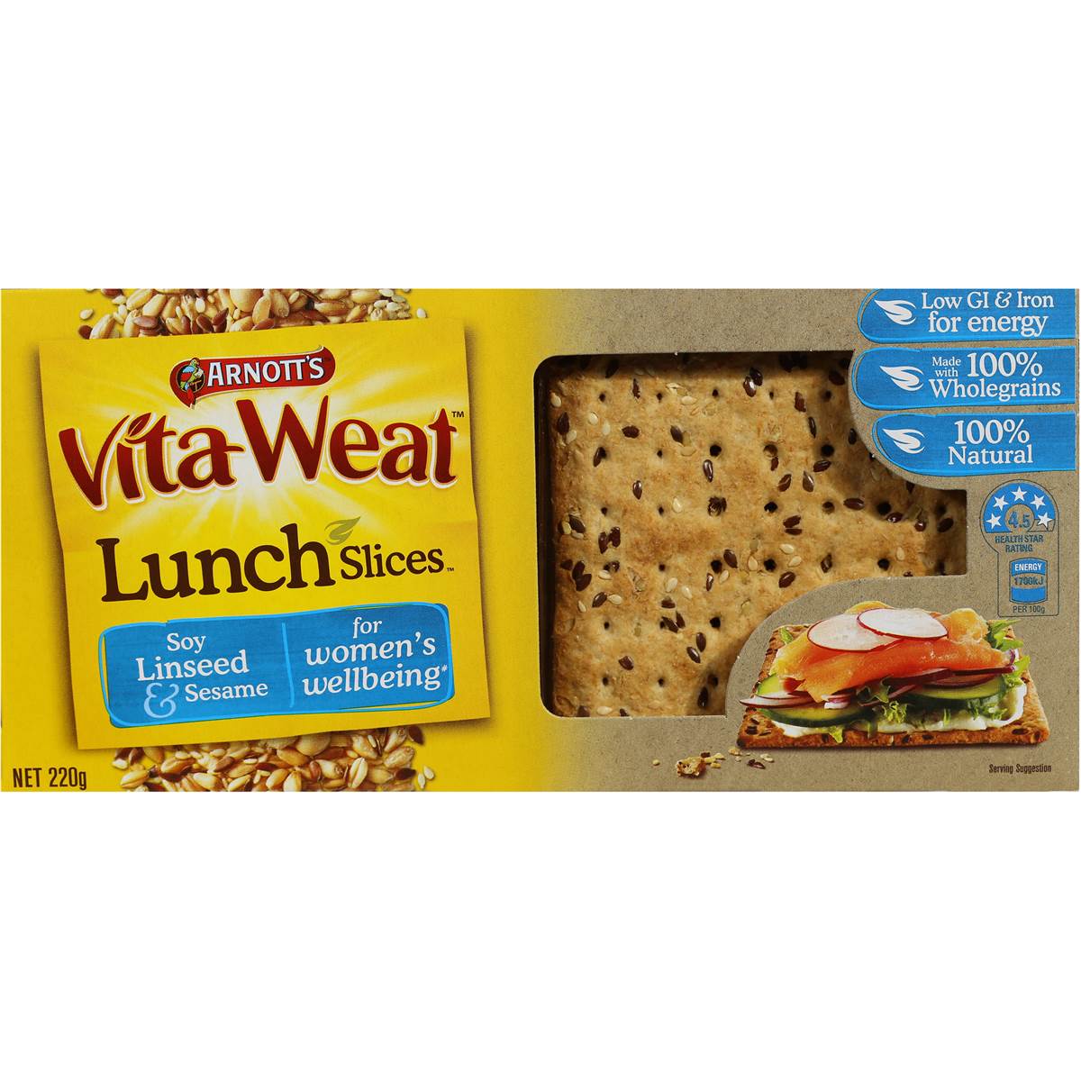Arnott's Vitaweat Cracker Soy & Linseed 220g Woolworths
