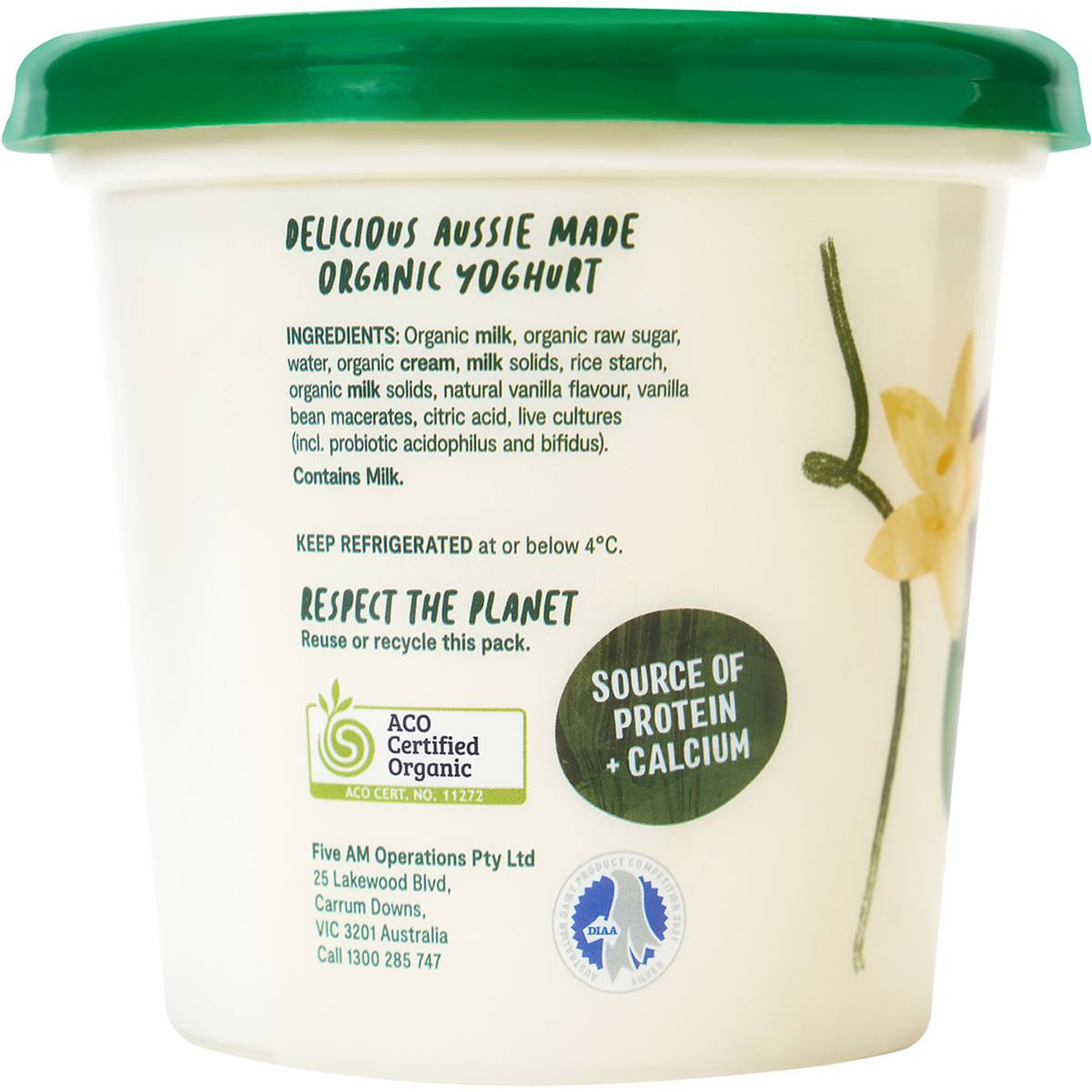 Fiveam Organic Vanilla Bean Yoghurt 700g Woolworths