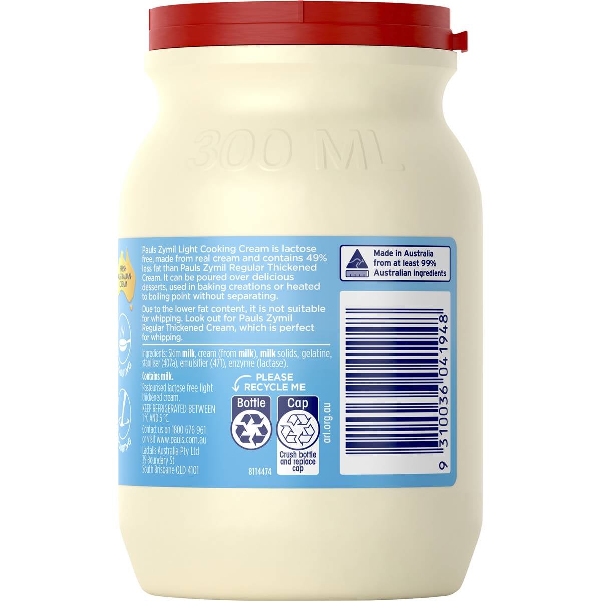 Pauls Zymil Light Thickened Cream Lactose Free 300ml Woolworths