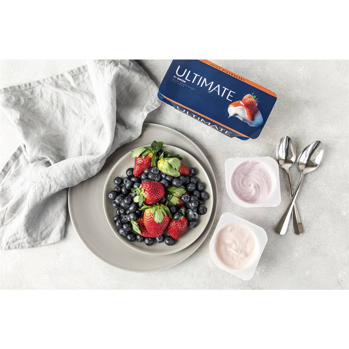 Ultimate Danone Double Cream Yoghurt Strawberry 115g X 4 Pack Woolworths