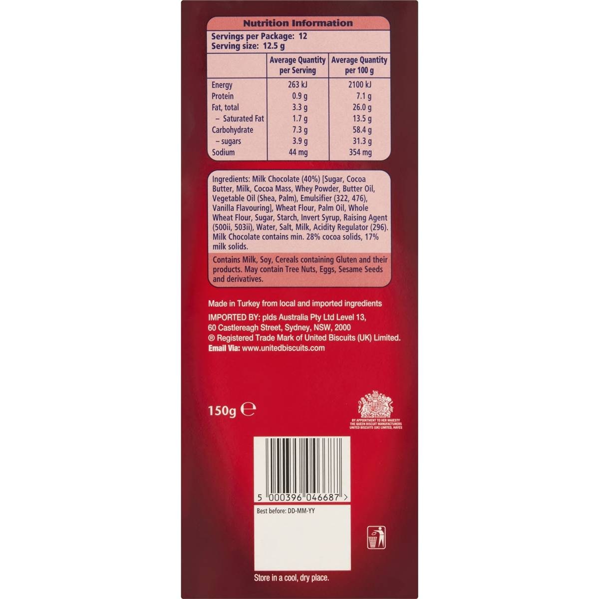 Mcvitie's Milk Chocolate Digestive Thins 150g Woolworths