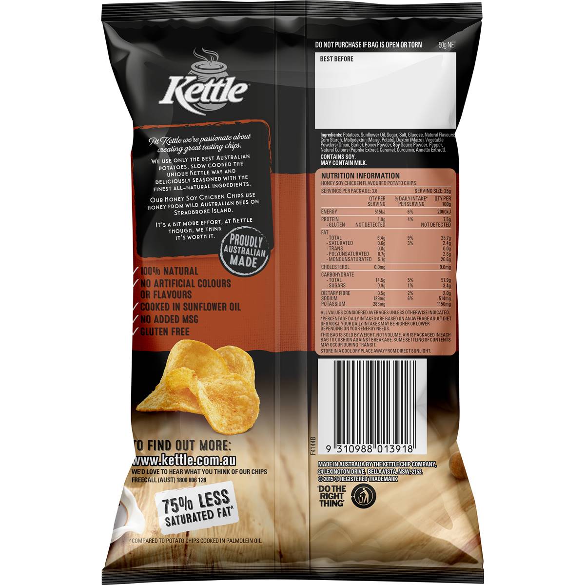 Kettle Honey Soy Chicken Chips 90g Woolworths