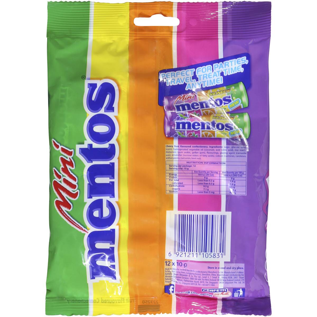 Mentos Fruit Chews Rainbow Mini's 120g bag Woolworths