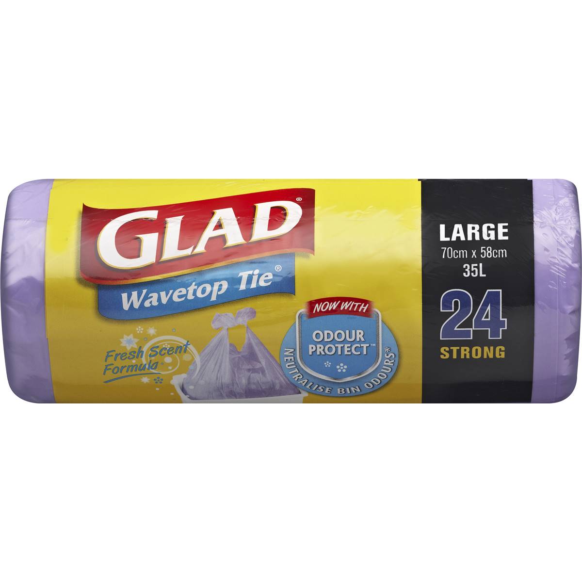 Glad Wavetop Tie Bin Liner Purple Large 24 Pack Woolworths