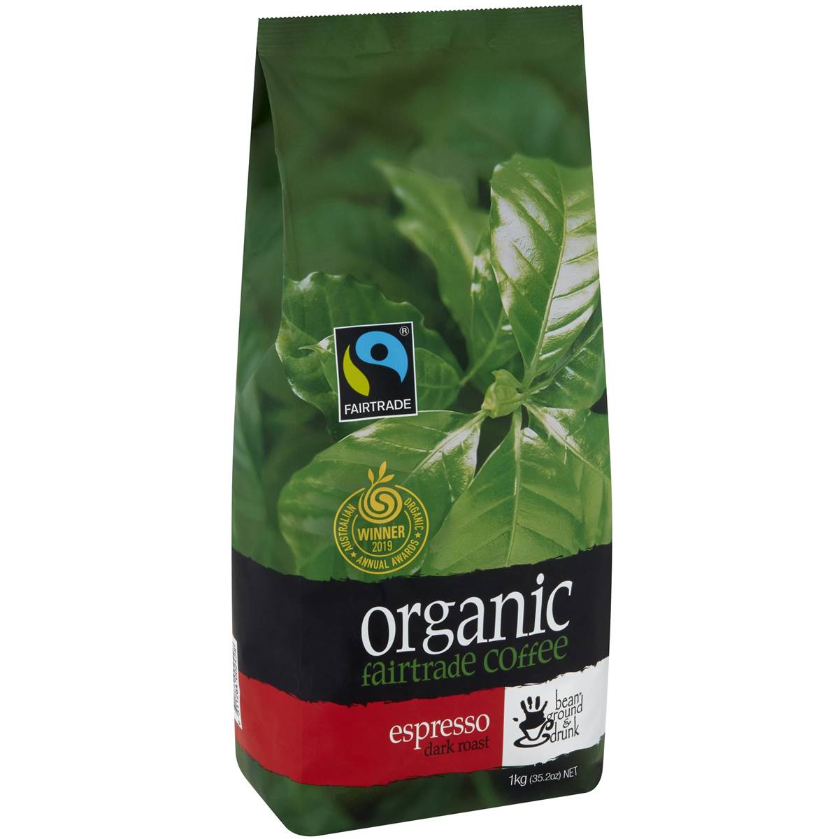 Bean Ground & Drunk Coffee Organic Fairtrade Coffee Espresso Beans 1kg