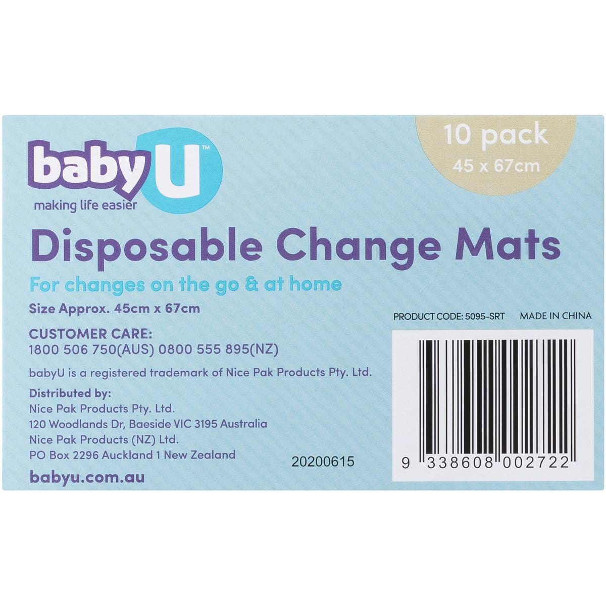 Baby U Disposable Change Mats 10 Pack Woolworths