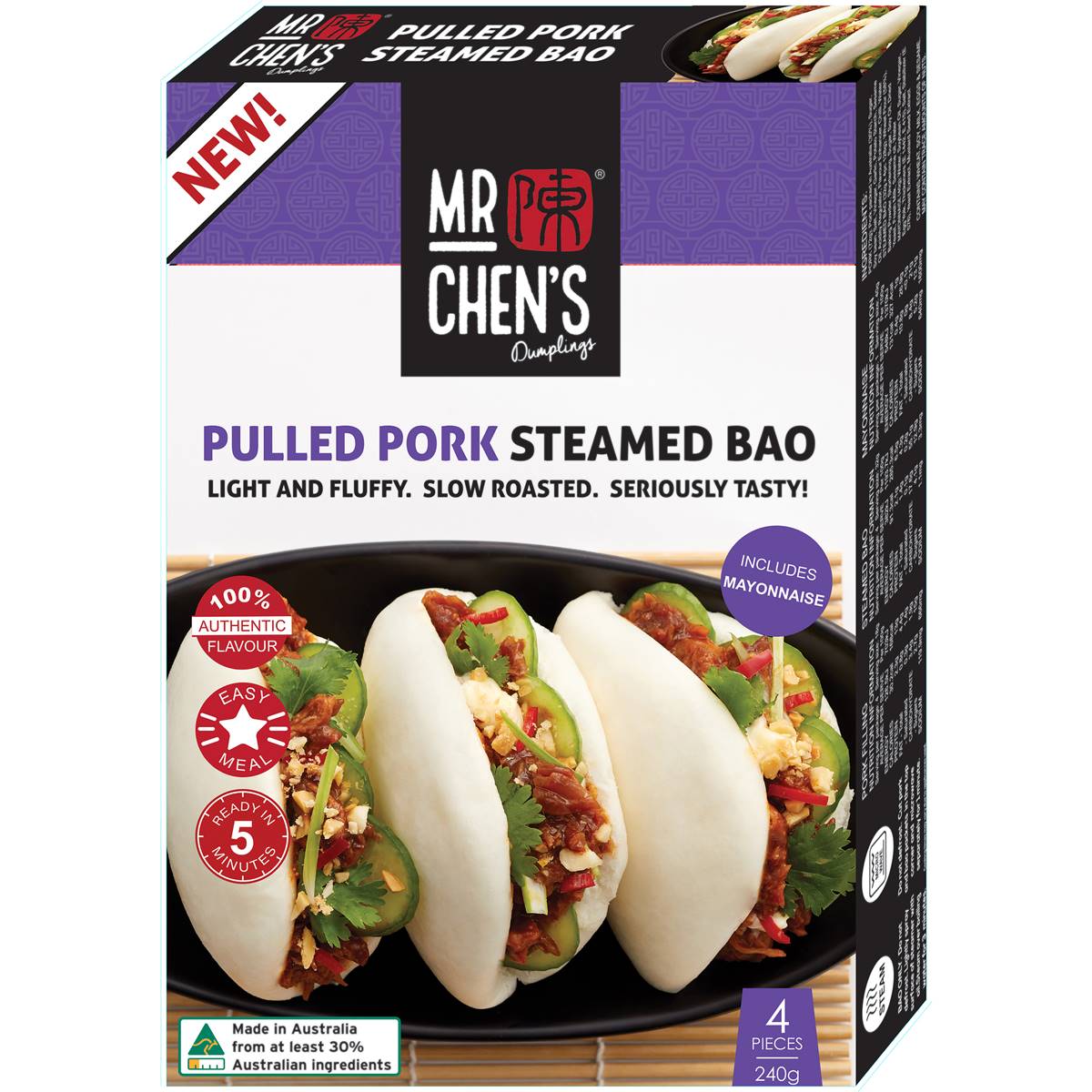 Mr Chen's Pulled Pork Steam Bao 4 Pack Woolworths