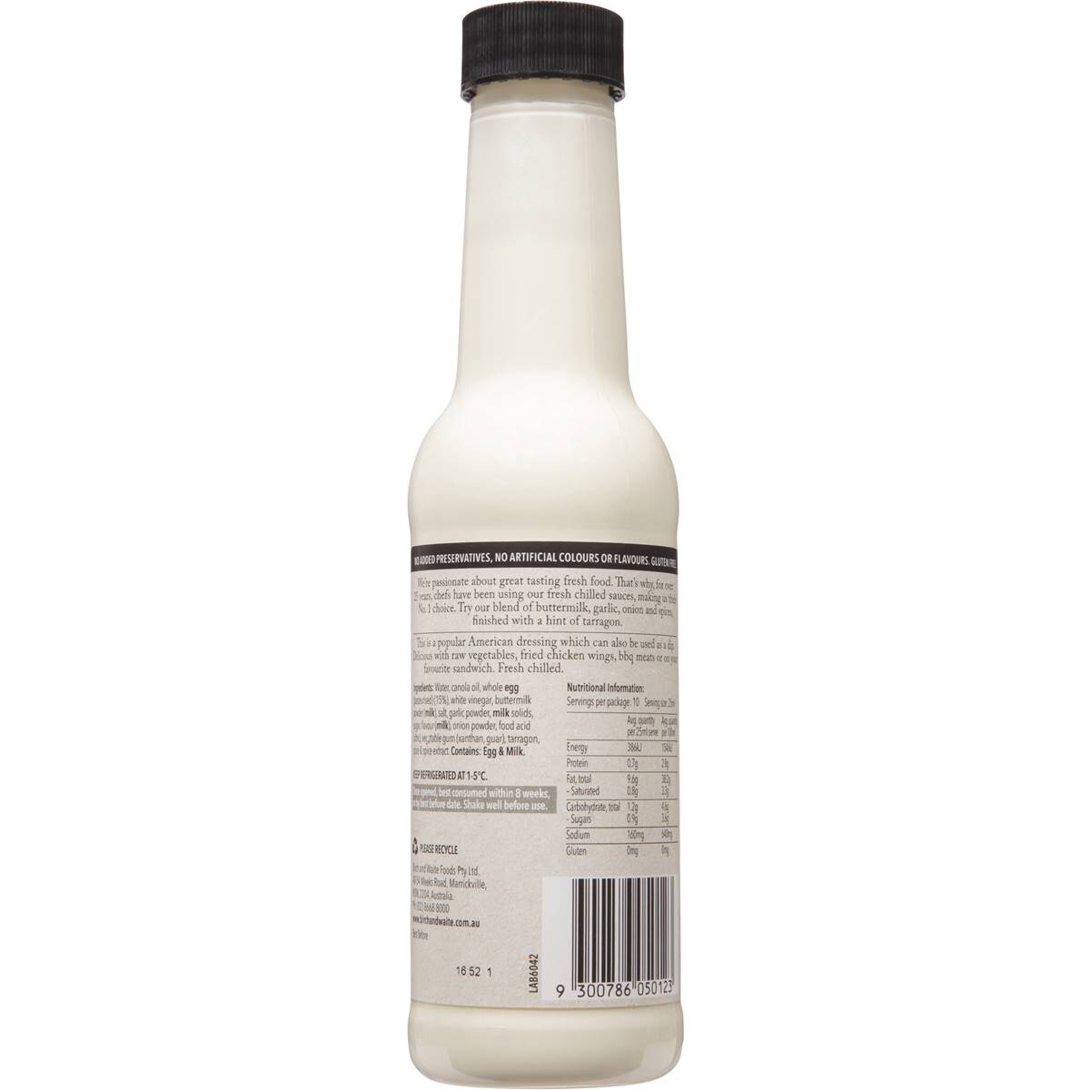 Birch & Waite Classic Ranch Dressing 250ml Woolworths