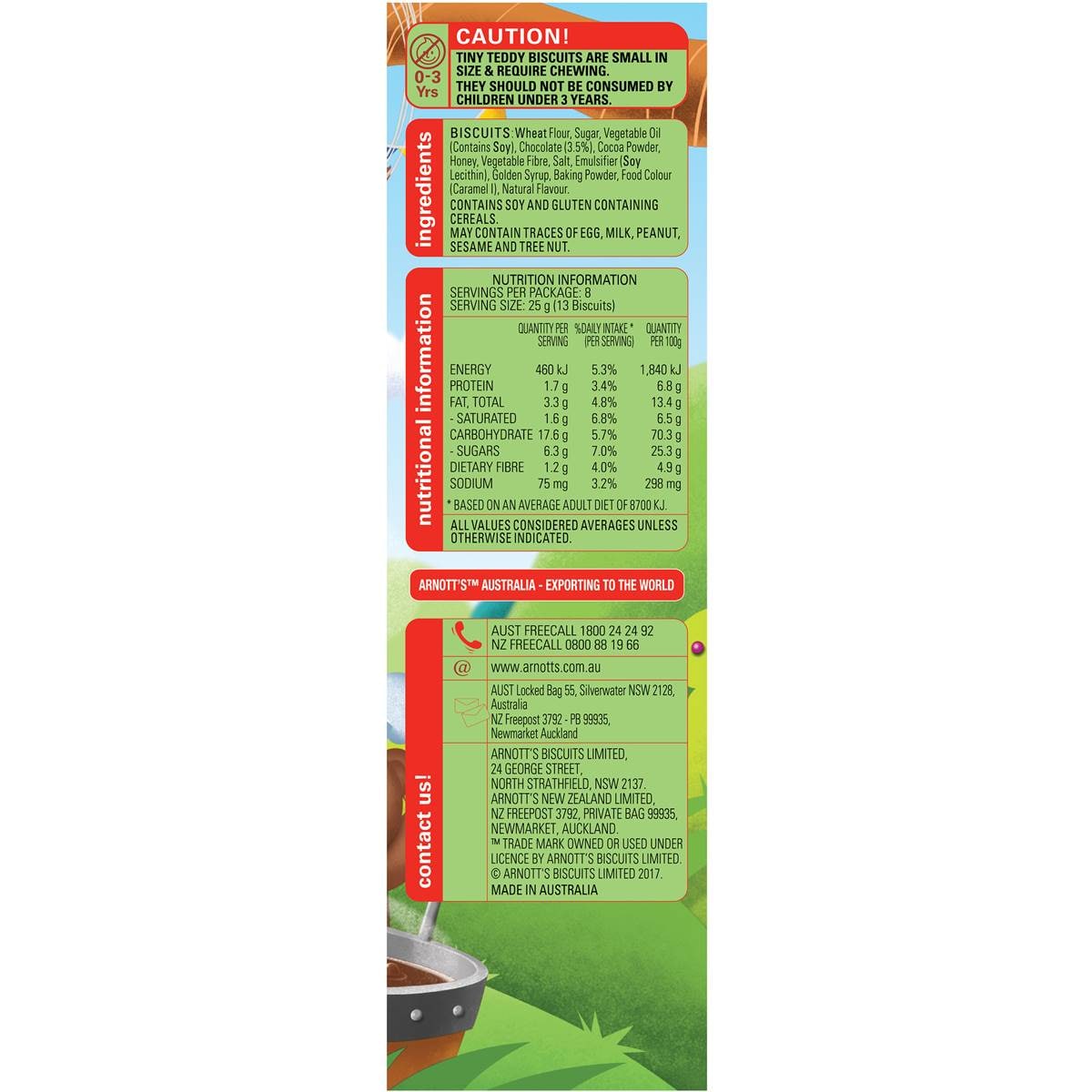 Arnott's Tiny Teddy Biscuits Chocolate 200g Woolworths