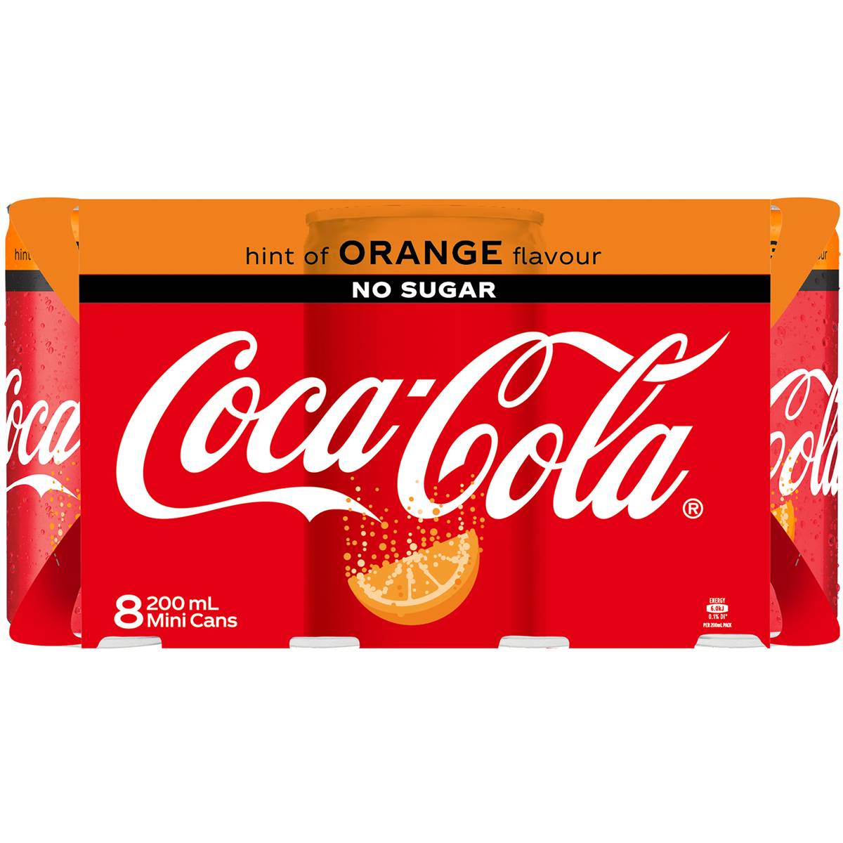 Cocacola No Sugar Orange 200ml X 8 Pack Woolworths