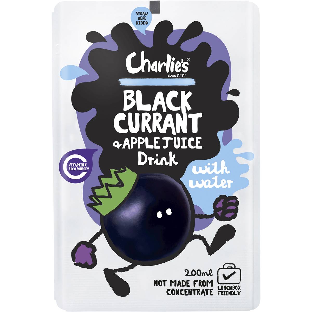 Charlies Juice Pouch Blackcurrant & Apple Juice Popper Pouch 200ml Woolworths