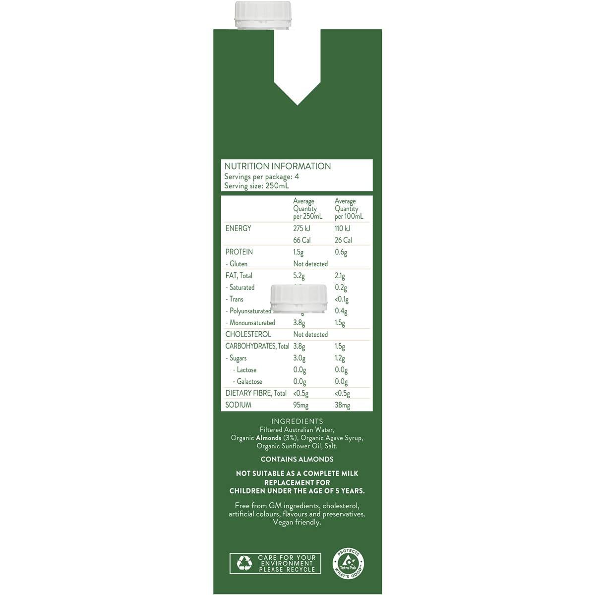 Australia's Own Organic Almond Milk 1l Woolworths